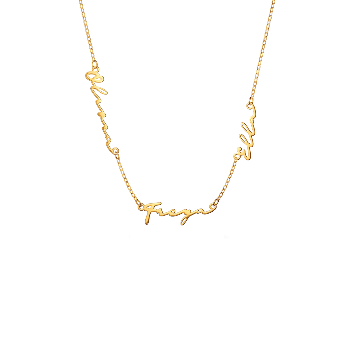 Multi Signature Name Necklace (Gold)