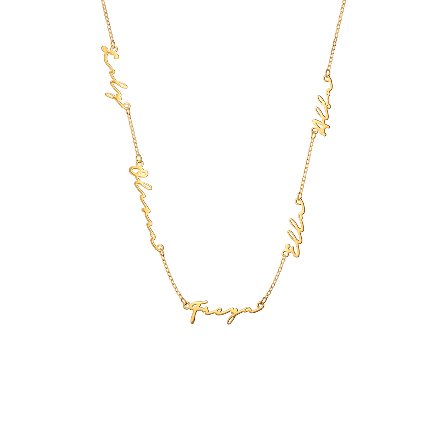 Multi Signature Name Necklace (Gold)