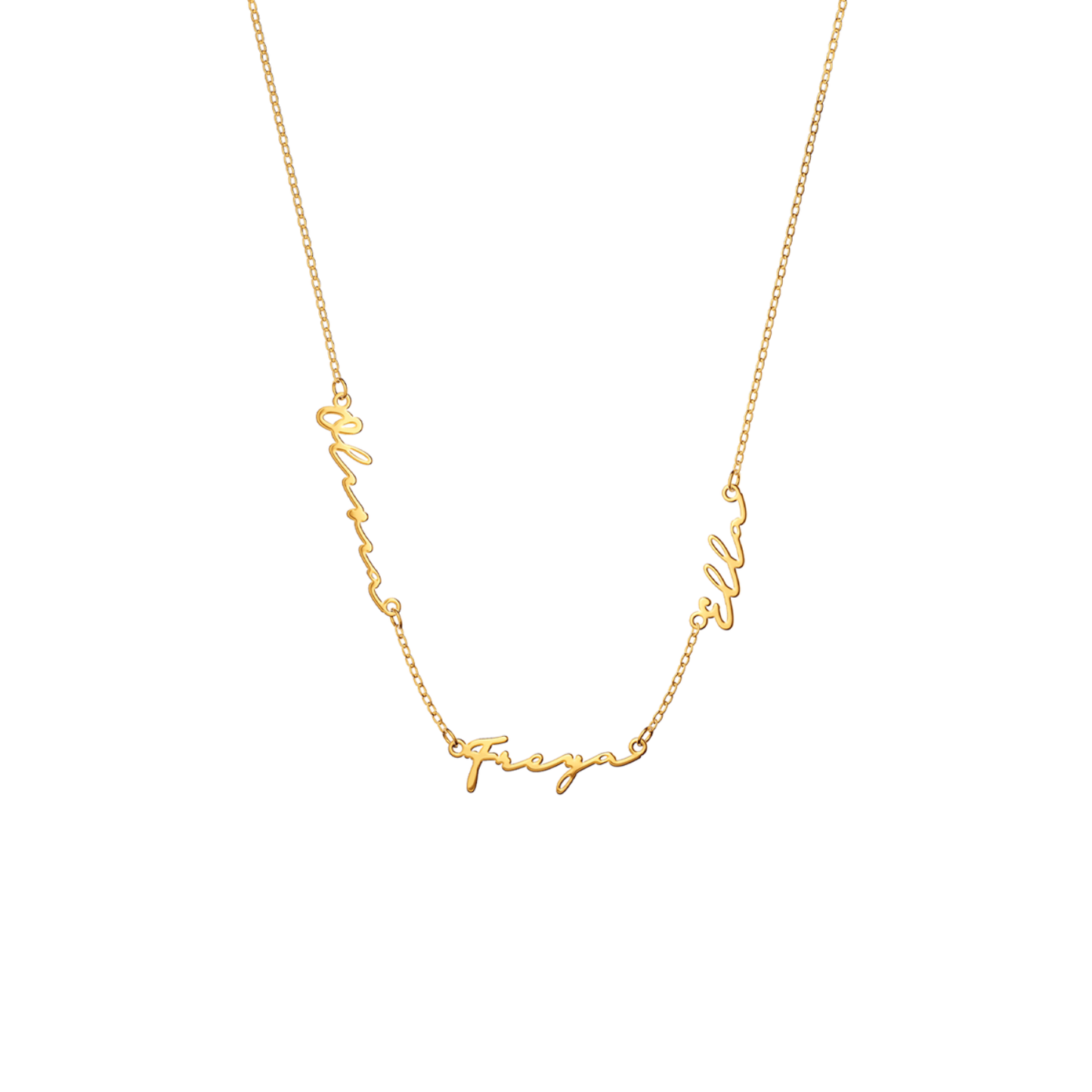 Multi Signature Name Necklace (Gold)