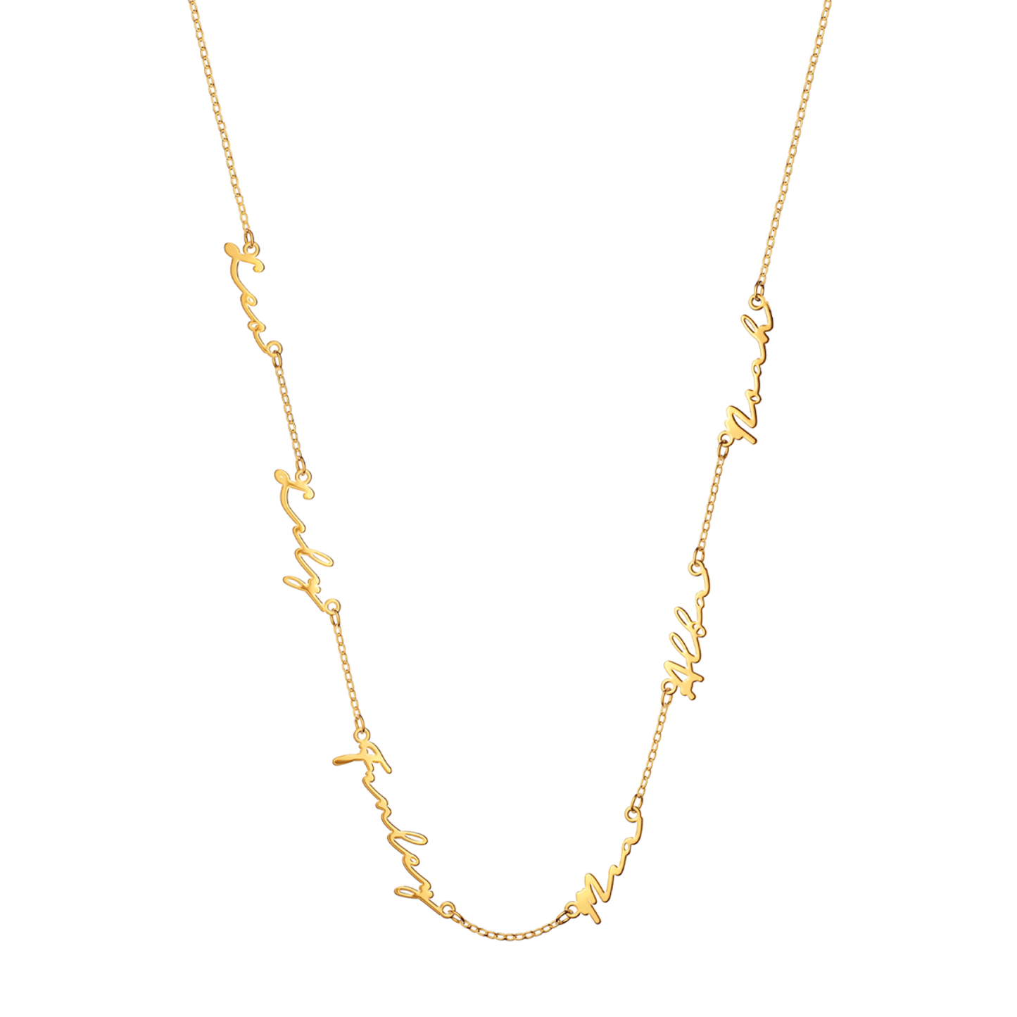 Multi Signature Name Necklace (Gold)