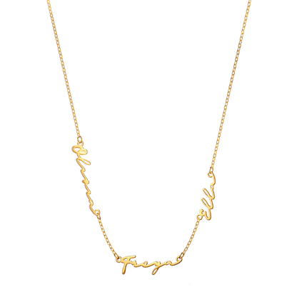 Multi Signature Name Necklace (Gold)