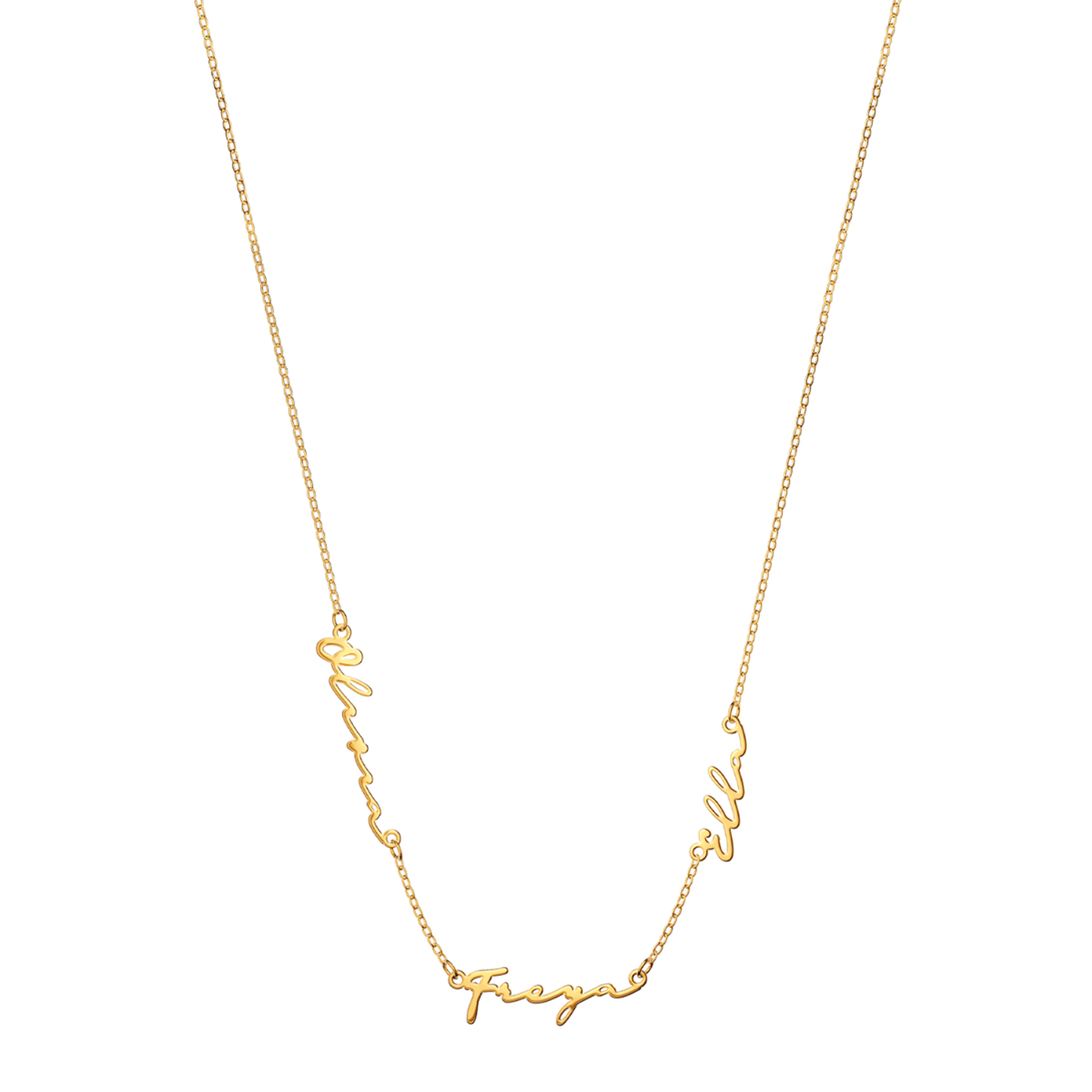 Multi Signature Name Necklace (Gold)