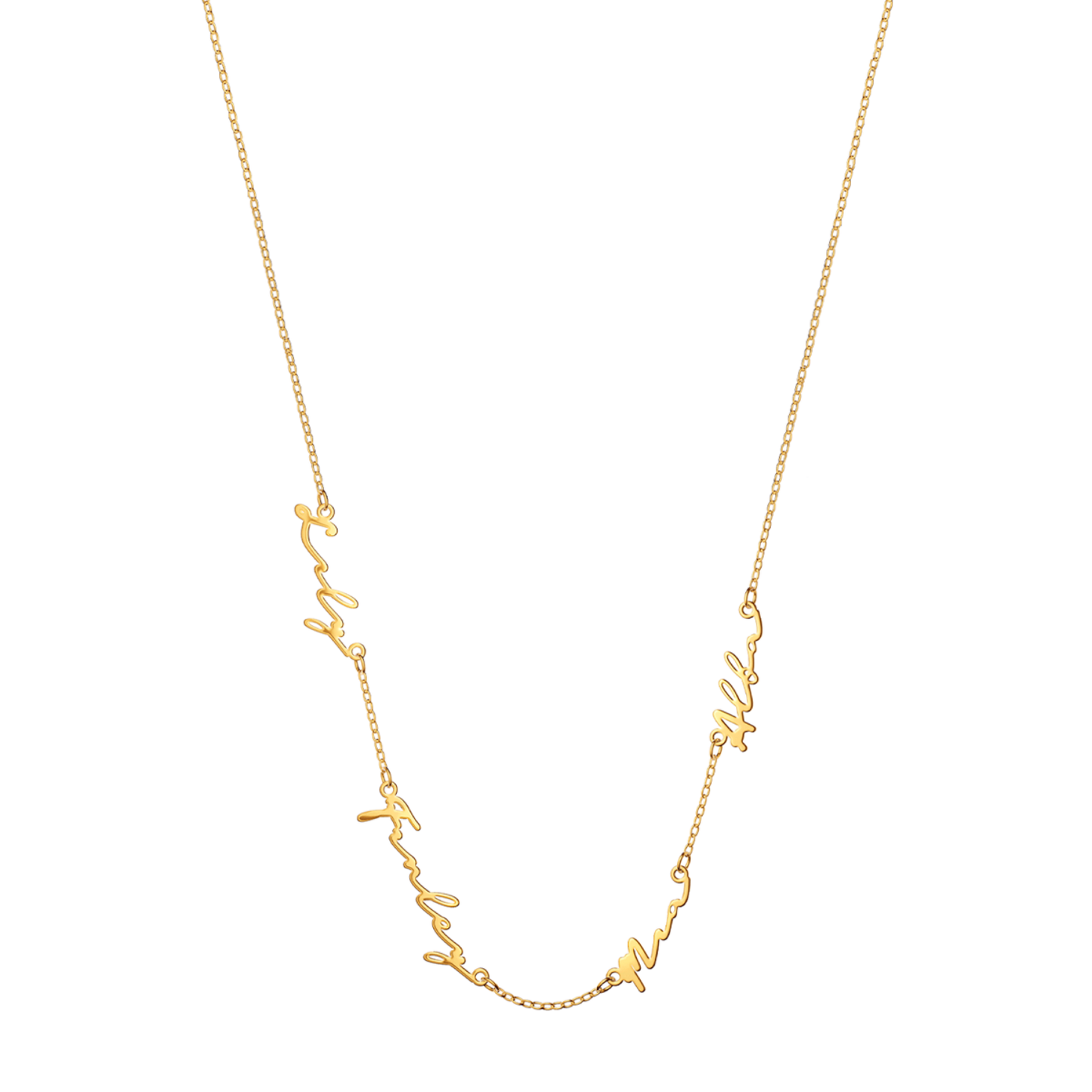 Multi Signature Name Necklace (Gold)