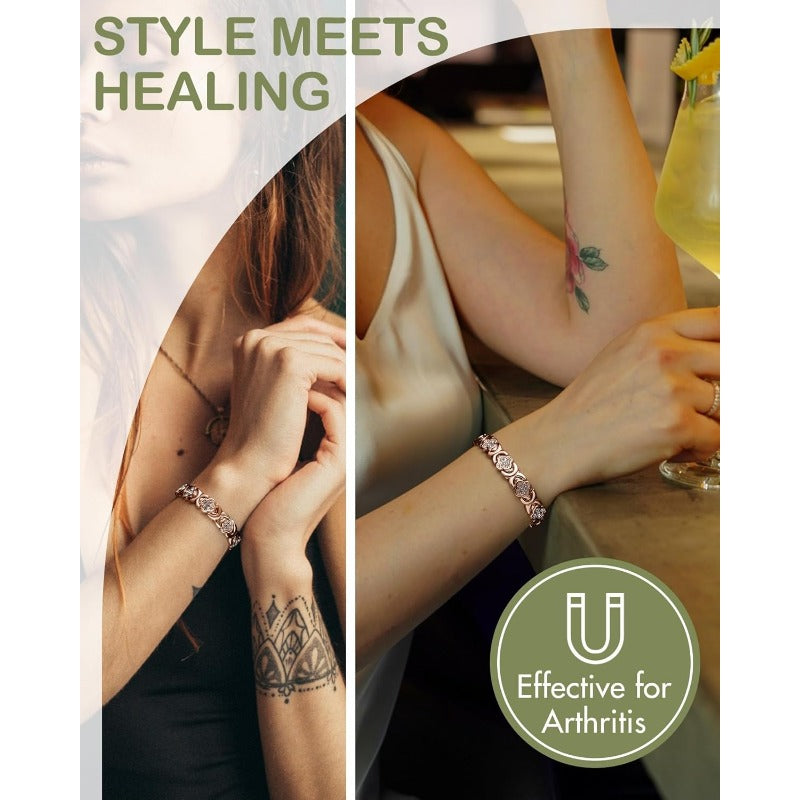 GlamClover Infinity Clover Copper Magnetic Bracelet with Adjuster