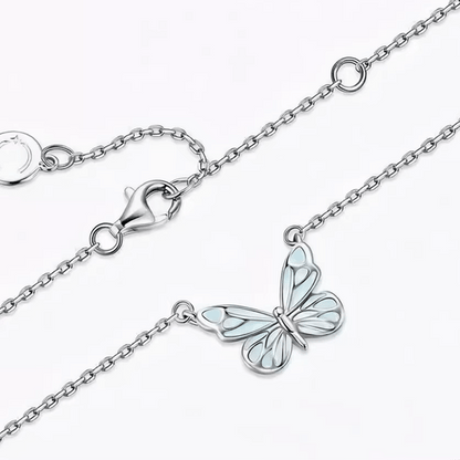 Luminous Dream Blue Butterfly Necklace