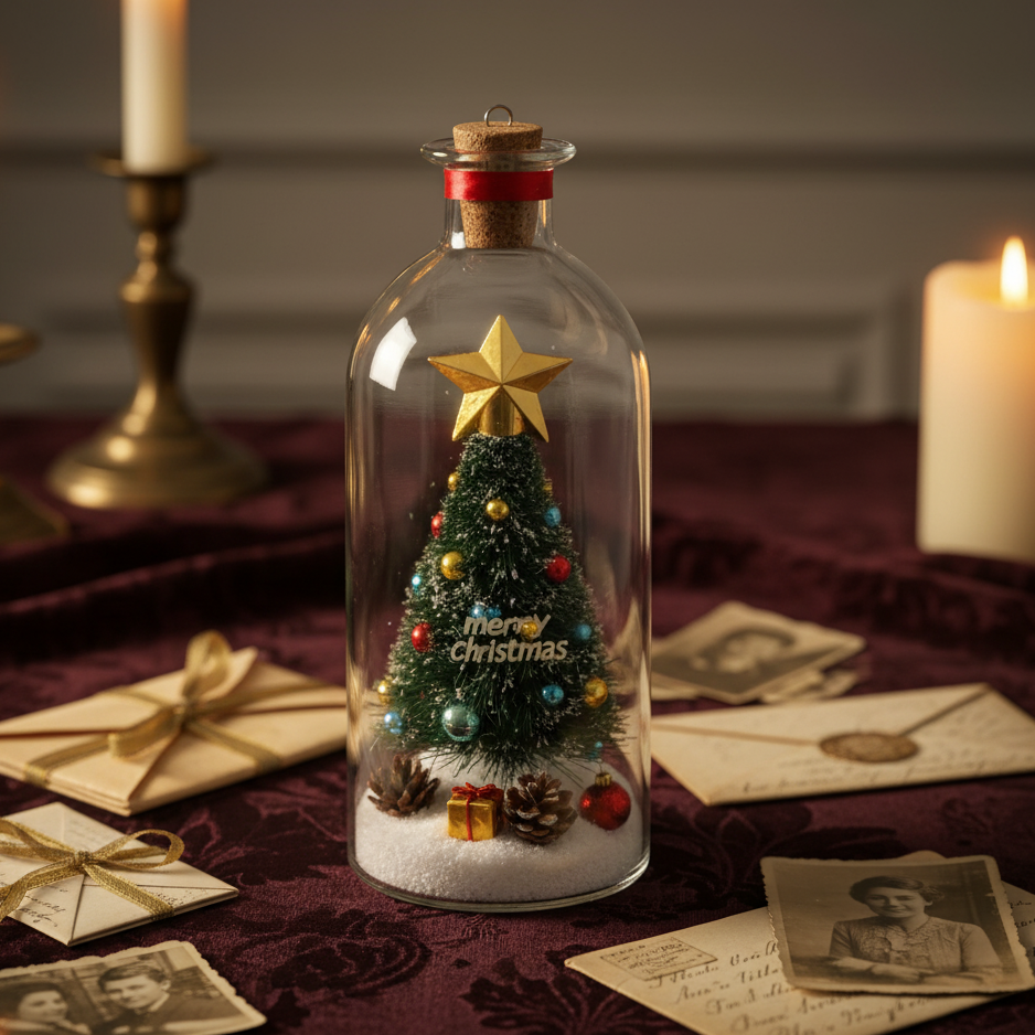 Forever Voice Recordable Christmas Tree Bottle – Personalized Message Ornament That Saves Voices Forever – Heartfelt Christmas Gift for Mom, Kids, Friends & Loved Ones