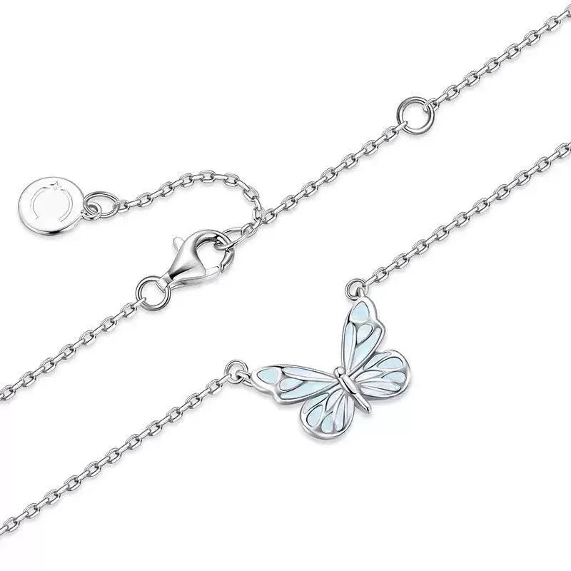 Luminous Dream Blue Butterfly Necklace
