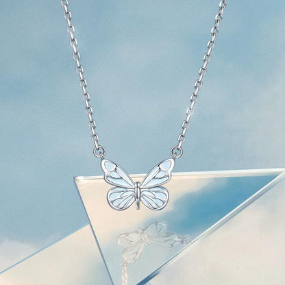 Luminous Dream Blue Butterfly Necklace