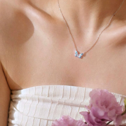 Luminous Dream Blue Butterfly Necklace