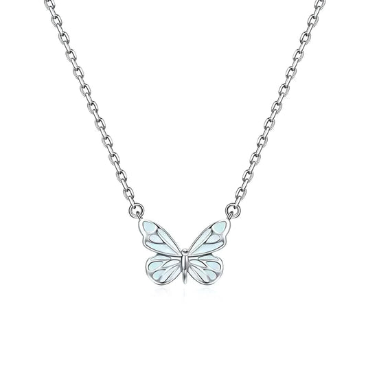 Luminous Dream Blue Butterfly Necklace