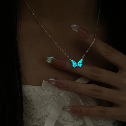 Luminous Dream Blue Butterfly Necklace