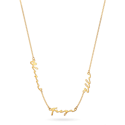 Multi Signature Name Necklace (Gold)