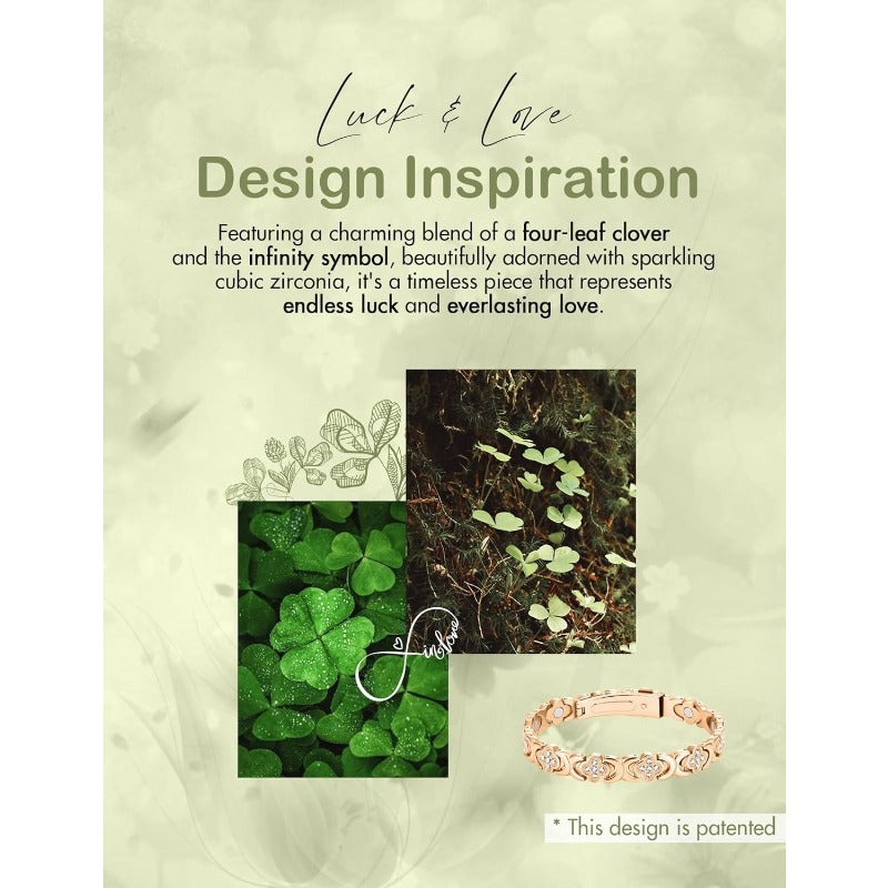 GlamClover Infinity Clover Copper Magnetic Bracelet with Adjuster